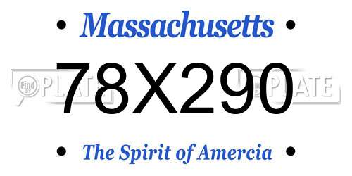 78X290 Massachusetts License Plate