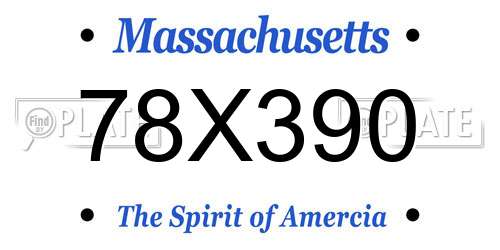 78X390 Massachusetts License Plate