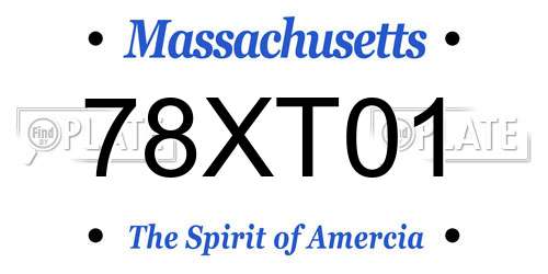 78XT01 Massachusetts License Plate
