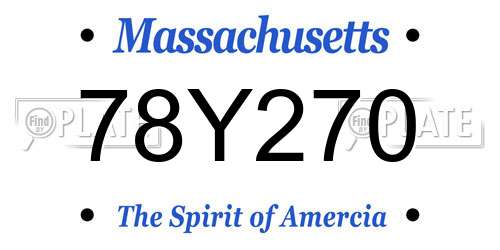 78Y270 Massachusetts License Plate