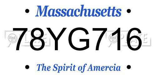 78YG716 Massachusetts License Plate
