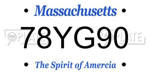 78YG90 Massachusetts License Plate