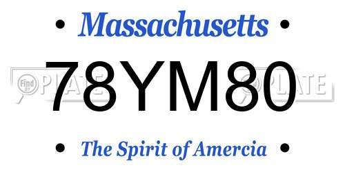 78YM80 Massachusetts License Plate