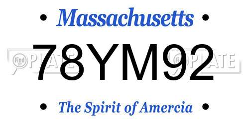 78YM92 Massachusetts License Plate