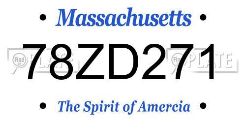 78ZD271 Massachusetts License Plate