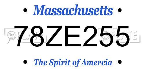 78ZE255 Massachusetts License Plate