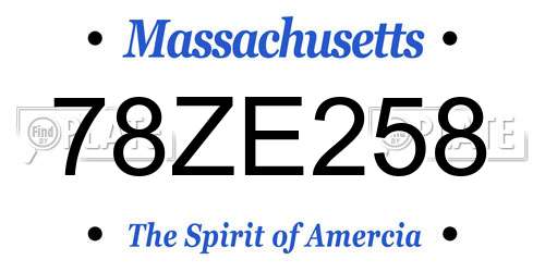 78ZE258 Massachusetts License Plate