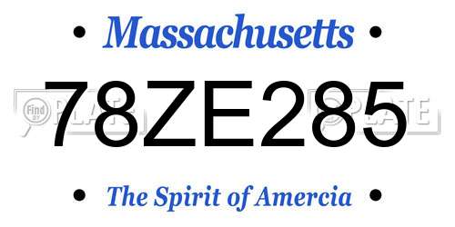 78ZE285 Massachusetts License Plate