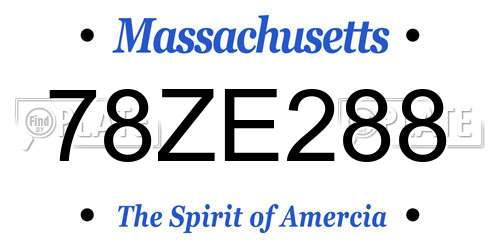 78ZE288 Massachusetts License Plate