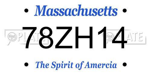 78ZH14 Massachusetts License Plate