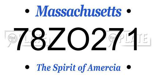 78ZO271 Massachusetts License Plate