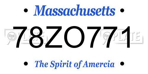 78ZO771 Massachusetts License Plate