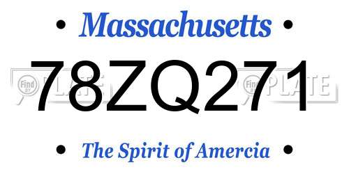 78ZQ271 Massachusetts License Plate