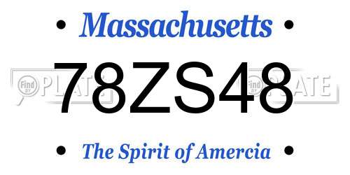 78ZS48 Massachusetts License Plate