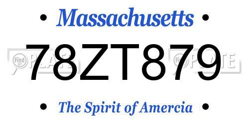 78ZT879 Massachusetts License Plate
