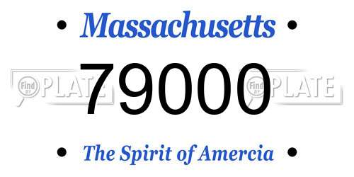 79000 Massachusetts License Plate