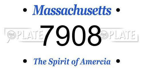7908 Massachusetts License Plate