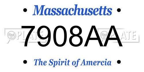 7908AA Massachusetts License Plate