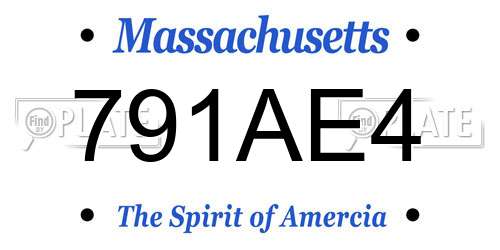 791AE4 Massachusetts License Plate