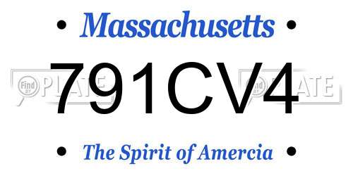 791CV4 Massachusetts License Plate