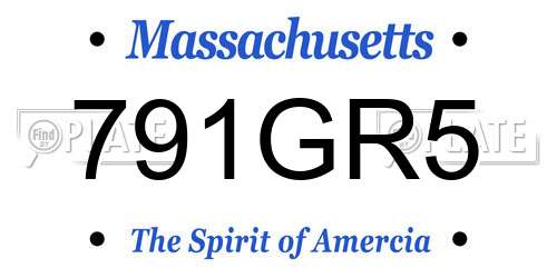 791GR5 Massachusetts License Plate