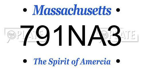 791NA3 Massachusetts License Plate