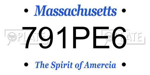791PE6 Massachusetts License Plate