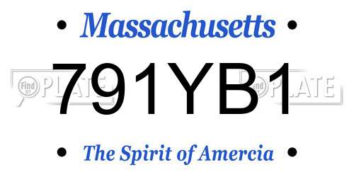 791YB1 Massachusetts License Plate