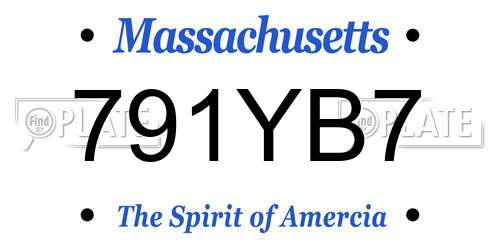 791YB7 Massachusetts License Plate
