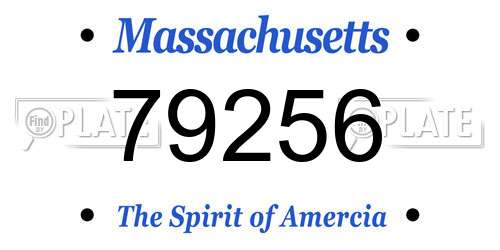 79256 Massachusetts License Plate