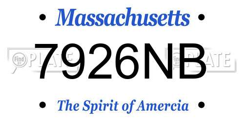7926NB Massachusetts License Plate
