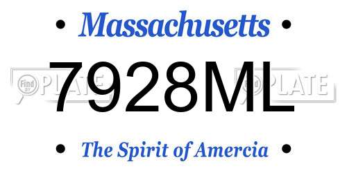 7928ML Massachusetts License Plate