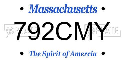 792CMY Massachusetts License Plate