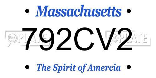 792CV2 Massachusetts License Plate