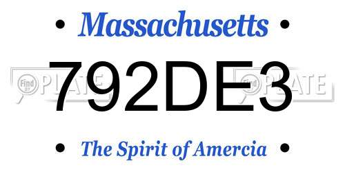 792DE3 Massachusetts License Plate