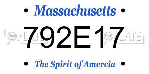 792E17 Massachusetts License Plate