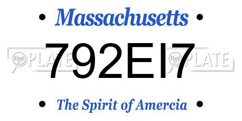 792EI7 Massachusetts License Plate
