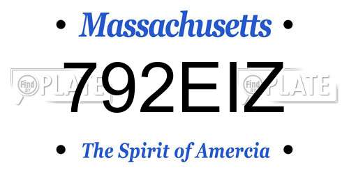 792EIZ Massachusetts License Plate