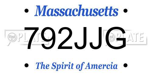 792JJG Massachusetts License Plate