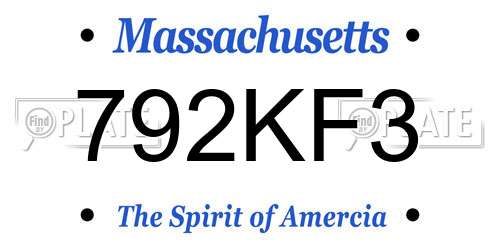 792KF3 Massachusetts License Plate