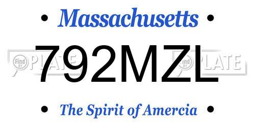 792MZL Massachusetts License Plate