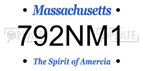 792NM1 Massachusetts License Plate