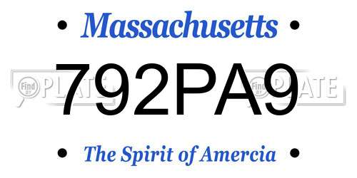 792PA9 Massachusetts License Plate