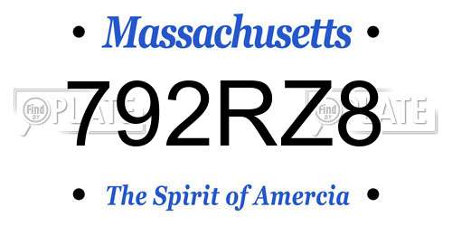 792RZ8 Massachusetts License Plate