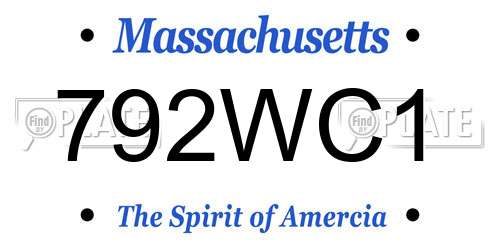 792WC1 Massachusetts License Plate