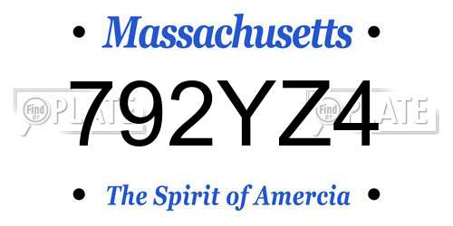 792YZ4 Massachusetts License Plate