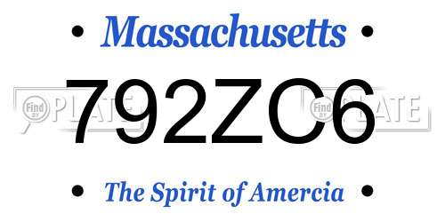 792ZC6 Massachusetts License Plate
