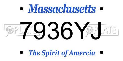 7936YJ Massachusetts License Plate