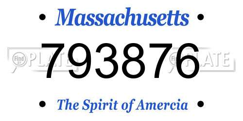 793876 Massachusetts License Plate