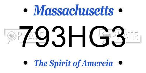 793HG3 Massachusetts License Plate